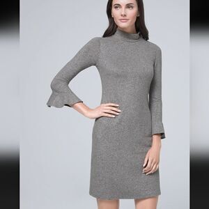 White House Black Market Holiday Dress Size XXS Metallic 3/4 bell sleeve